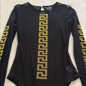 Versace Black and Gold Long Sleeve Top